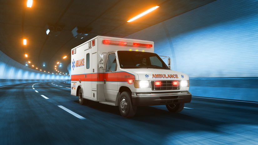 ambulance driving through city tunnel at night - overdoses