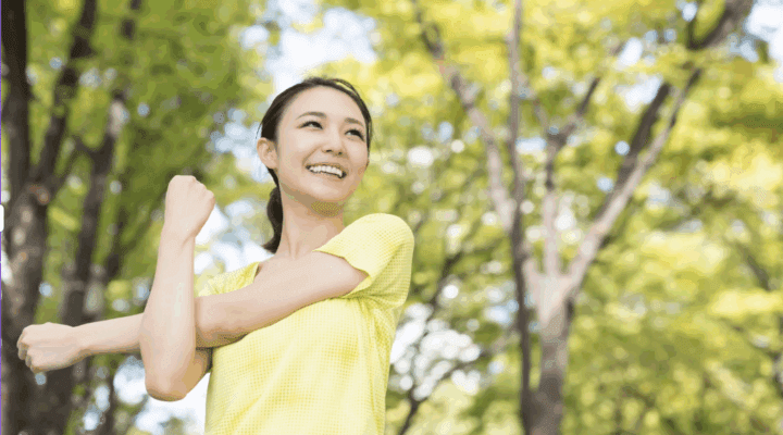 A woman exercising.