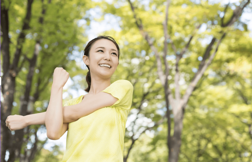 A woman exercising.
